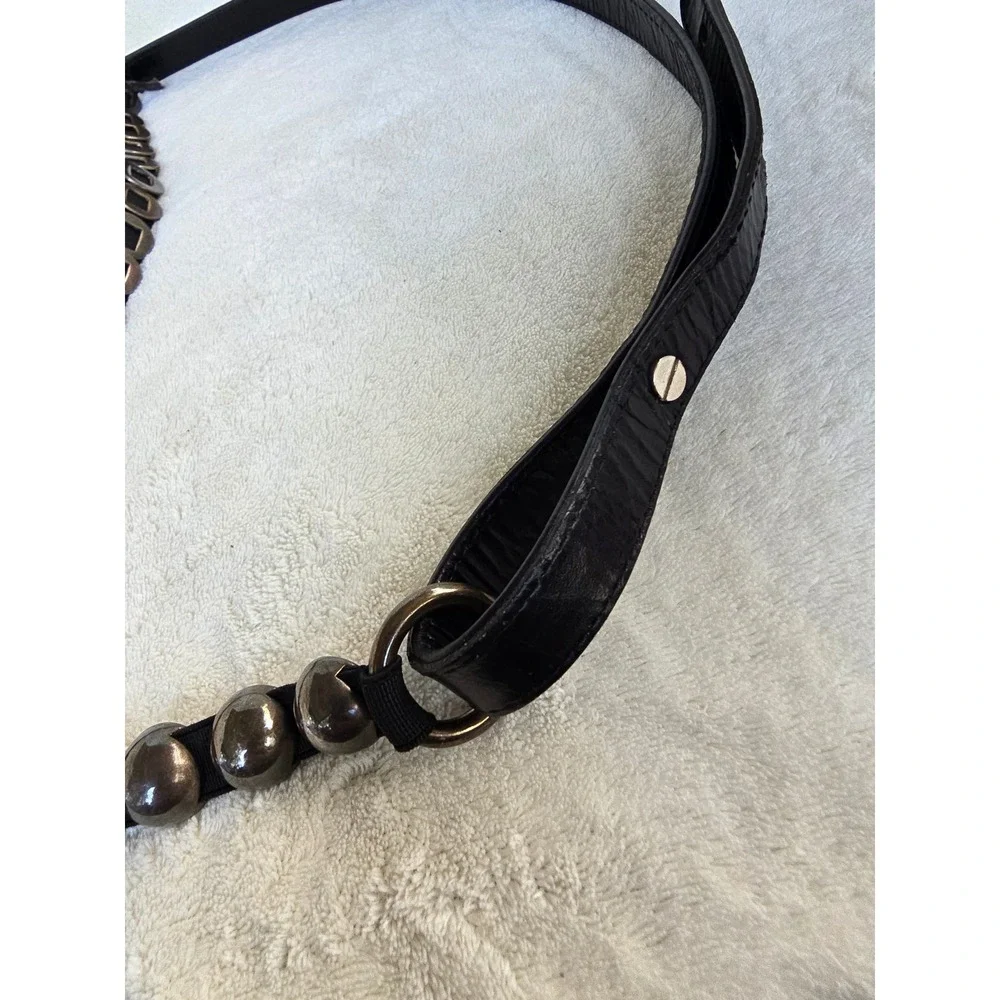 Unbranded Gunmetal Domed Stud Black Leather Statement Belt Edgy Punk Style